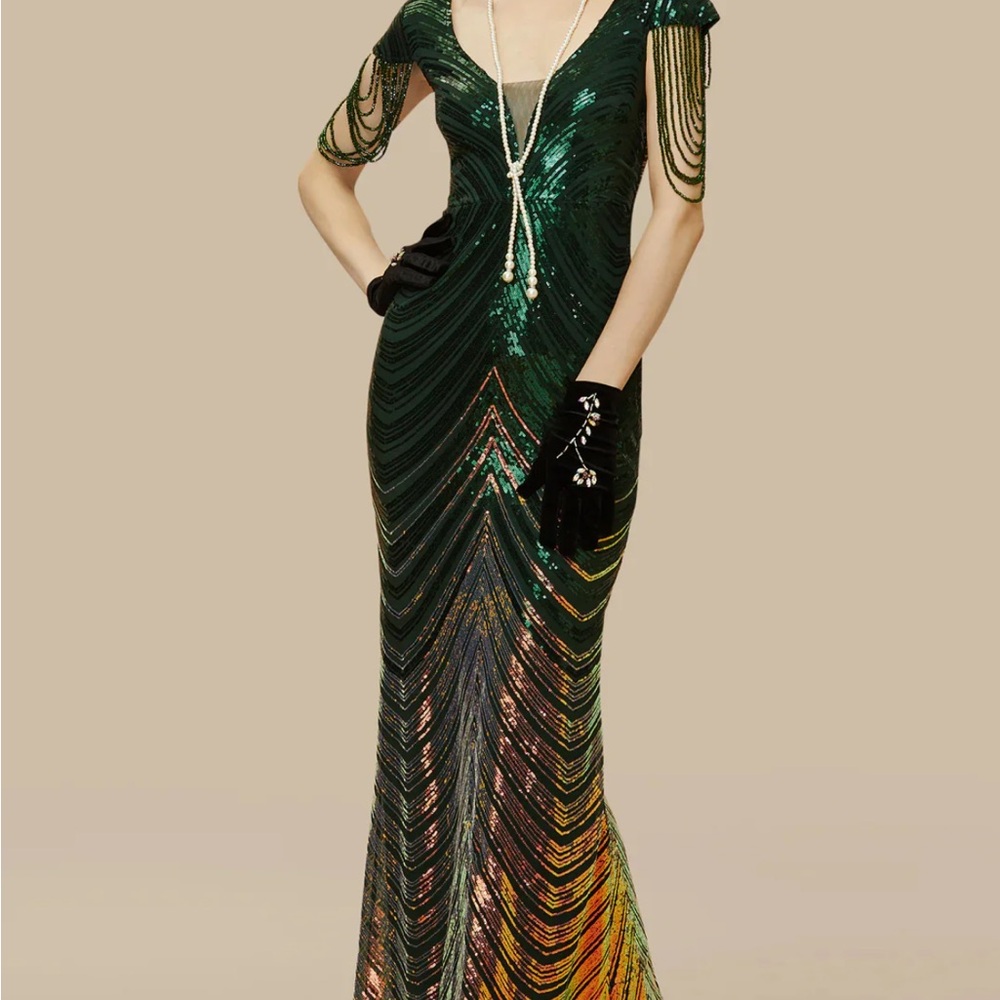 Glamorous Emerald Sequin Dress